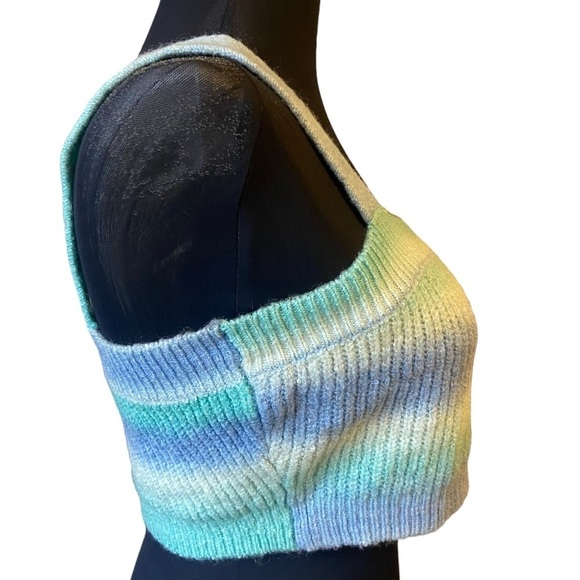 Bailey Rose Blue/Green Sweater Cropped Tank Top Medium - Picture 7 of 10
